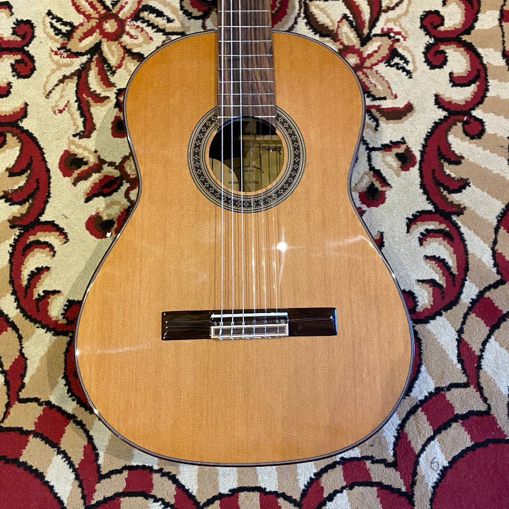 Acoustic guitar on a patterned rug