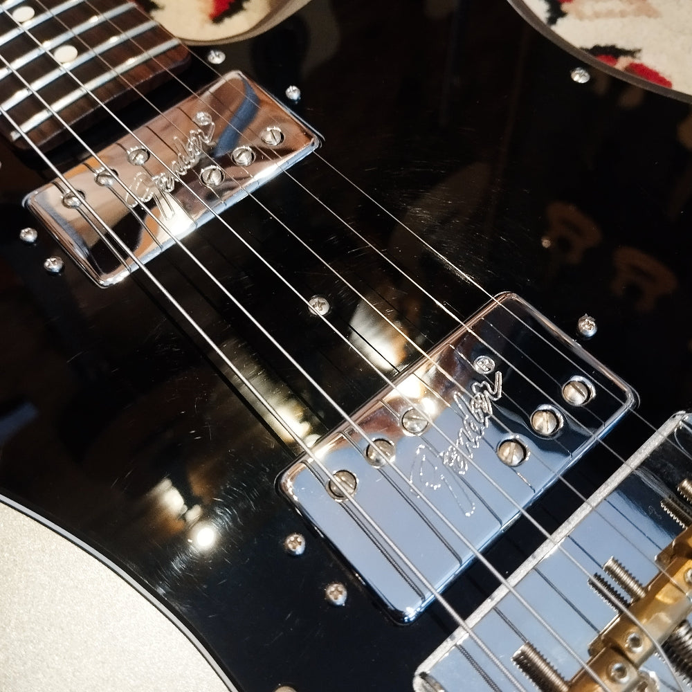 Close-up of the front body of a Fender American Pro II Telecaster Deluxe electric guitar