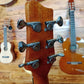 Back view of an acoustic guitar showing the dryer-style tuning pegs on the headstock.