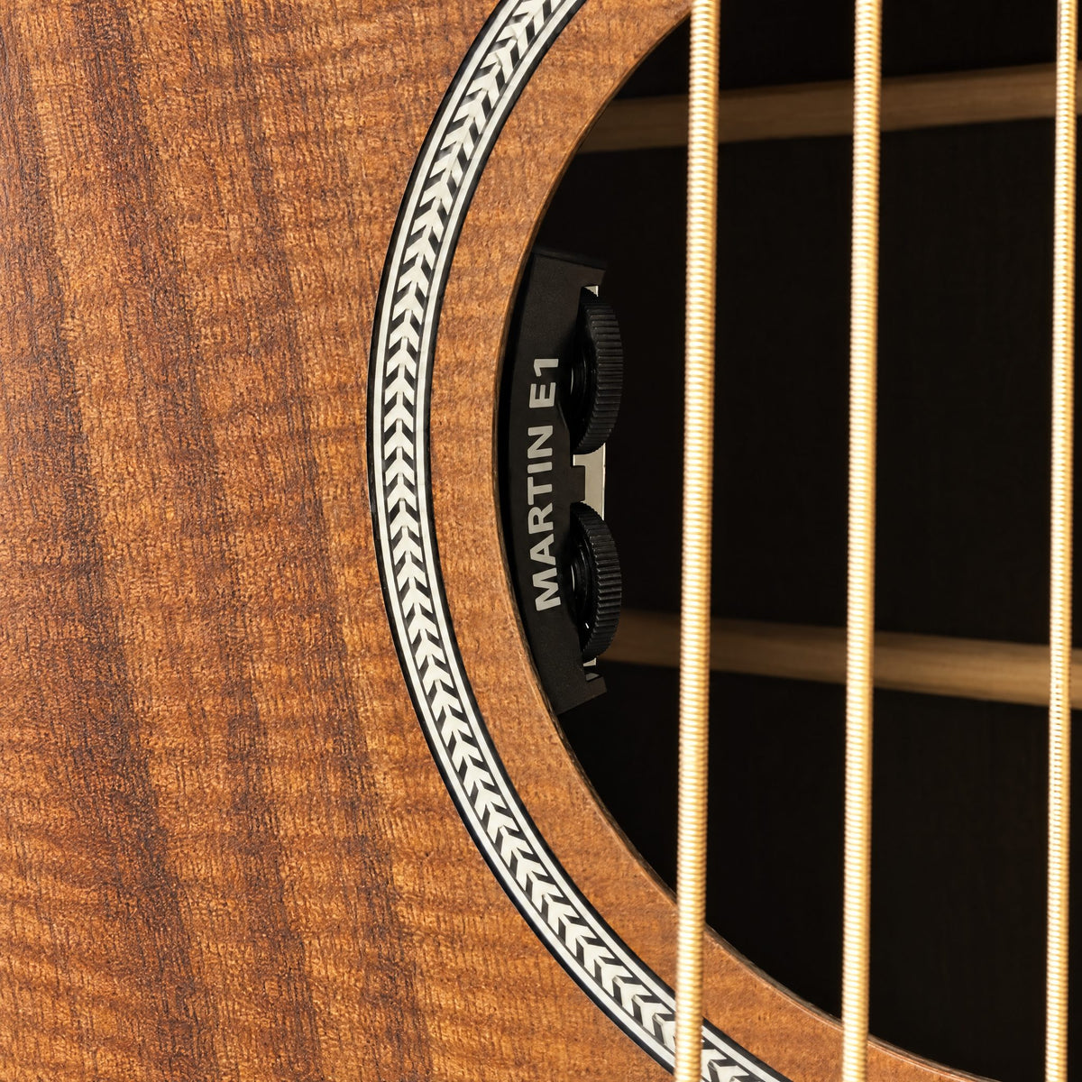 Martin DX1E Koa Dreadnought Acoustic-Electric Guitar, herringbone rosette and Martin E-1 preamp controls